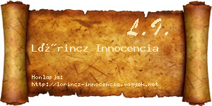 Lőrincz Innocencia névjegykártya
