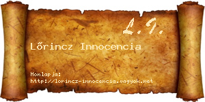 Lőrincz Innocencia névjegykártya